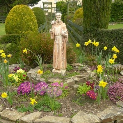 Statue of St Francis at the Saint Francis Pet Cemetery and Crematorium, Cornwall