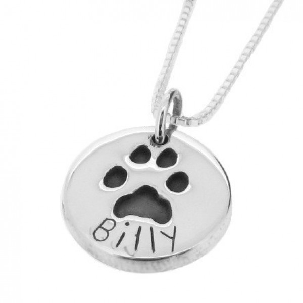 Large Oval Silver Pawprint Pendant
