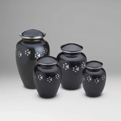Midnight and Silver Pawprint Classic Urn