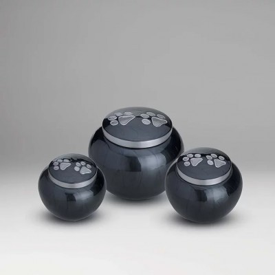 Midnight and Silver Pawprint Cuddle Urn