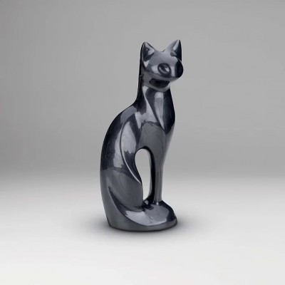 Graceful Cat Urn Black