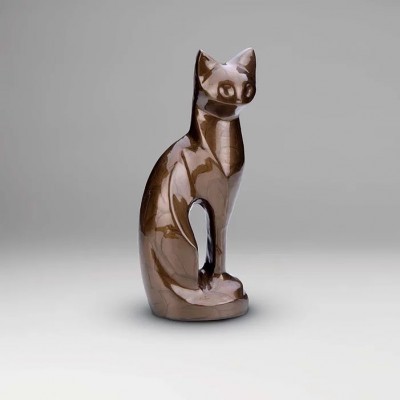 Graceful Cat Urn Brown