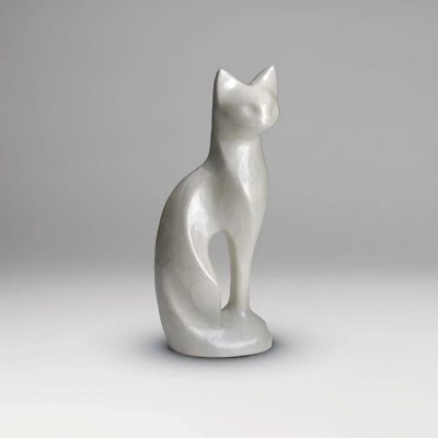 Graceful Cat Urn White