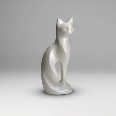 Graceful Cat Urn White