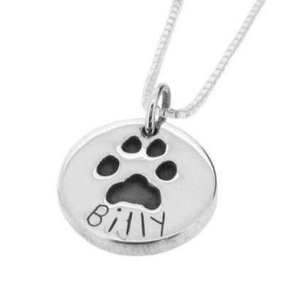 Small Silver Pawprint Pendant (Round)