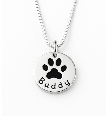 Large Silver Pawprint Pendant (Round)