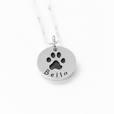 Small Round Silver Pawprint Pendant
